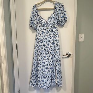 Puff sleeve midi dress